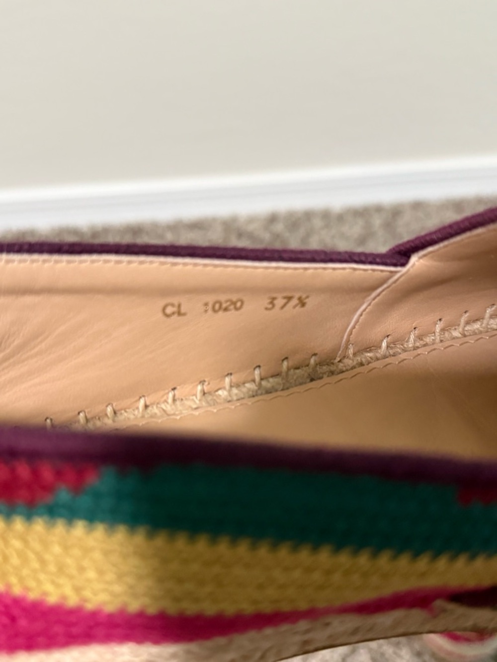 Dior Multicolor Canvas Slip-On Espadrilles with Burgundy, Pink & Orange Accents - Picture 6 of 6